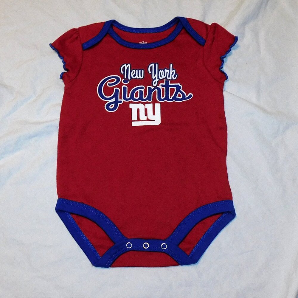 Baby Girl New York Giants One Piece Red Football 0-3 Months NFL NY New